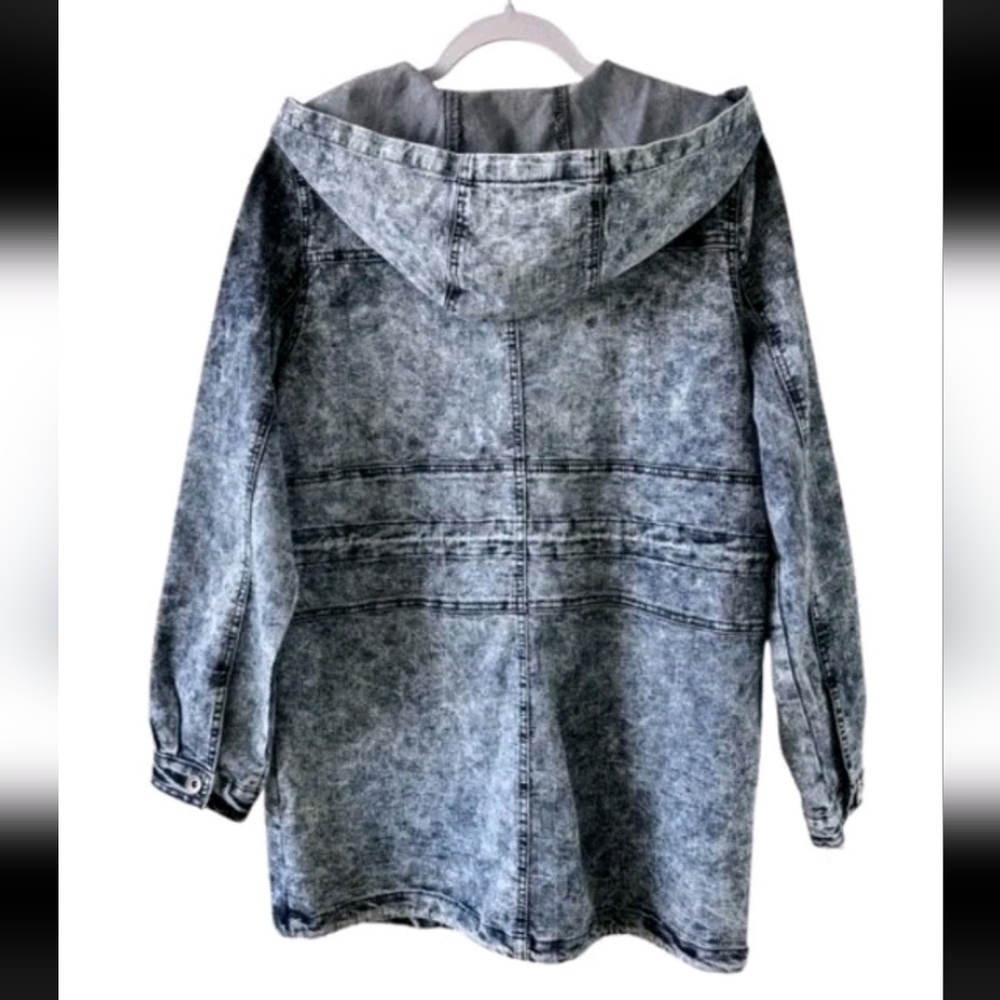 Rare Special A Denim Women's Acid Wash Hooded Urban Casual Toggle Jacket Size L. - Picture 5 of 9